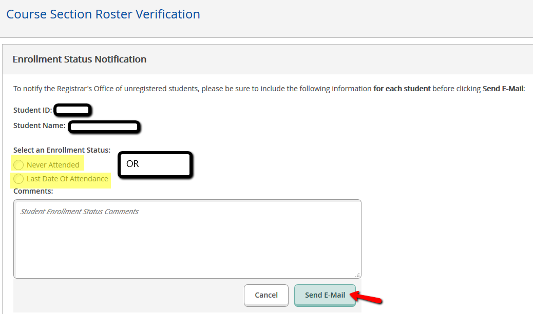 Enrollment Status Notification 